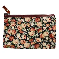 پوشه پارچه ای طرح گل ریز مشکی کرمی سویل