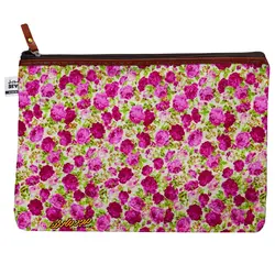 پوشه پارچه ای طرح گل ریز سفید صورتی سویل