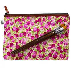 پوشه پارچه ای طرح گل ریز سفید صورتی سویل