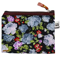 پوشه پارچه ای طرح گل درشت مشکی ابی سویل
