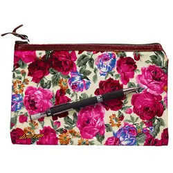 پوشه پارچه ای طرح گل درشت کرمی سرخابی سویل