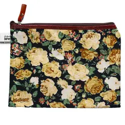 پوشه پارچه ای طرح گل درشت مشکی کرمی سویل