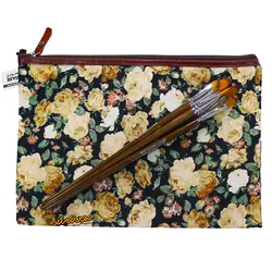 پوشه پارچه ای طرح گل درشت مشکی کرمی سویل