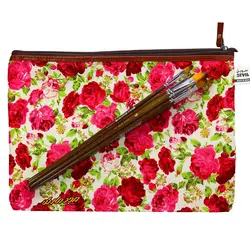 پوشه پارچه ای طرح گل درشت سفید قرمز سویل