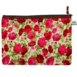 پوشه پارچه ای طرح گل درشت سفید قرمز سویل