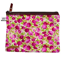 پوشه پارچه ای طرح گل ریز سفید سرخابی سویل