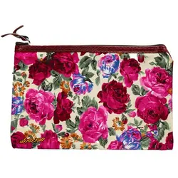 پوشه پارچه ای طرح گل درشت سفید سرخابی سویل
