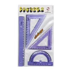 ست گونیا/نقاله ژله ای 4تیکه بنفش رنگ صریر