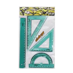 ست گونیا/نقاله ژله ای 4تیکه سبز رنگ صریر