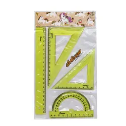 ست گونیا/نقاله ژله ای 4تیکه زرد رنگ صریر