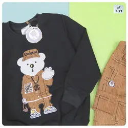 بلوز شلوار تدی مخمل کبریتی