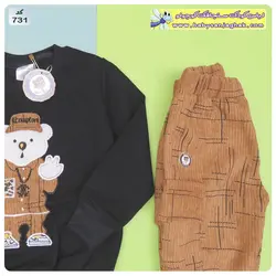 بلوز شلوار تدی مخمل کبریتی