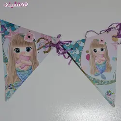 ریسه جشن و تولد تم پری دریایی طرح کیوت