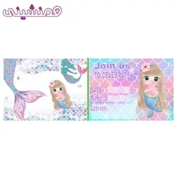 مجموعه 8 عددی کارت دعوت ویژه مدل جشن و تولد تم پری دریایی طرح کیوت