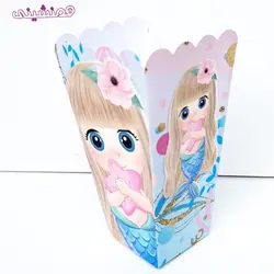 بسته 10 عددی ظرف پاپکرن جشن و تولد تم پری دریایی طرح کیوت