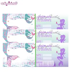 مجموعه 8 عددی کارت دعوت ویژه مدل جشن و تولد تم پری دریایی طرح اسپرت بنفش