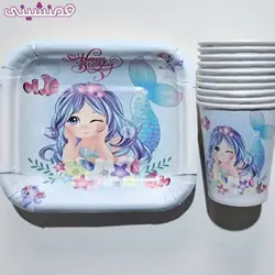 ست 10 نفره پیشدستی و لیوان تم پری دریایی کد ۰۳