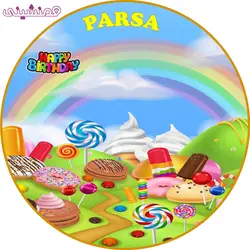 بنر زیبای دایره ای تم جشن و تولد دونات و بستنی
