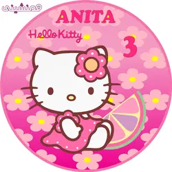 بنر زیبای دایره ای تم جشن و تولد هلو کیتی رنگ صورتی