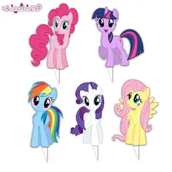 مجموعه 5 عددی تاپر 6 سانتی جشن و تولد تم پونی کوچولو