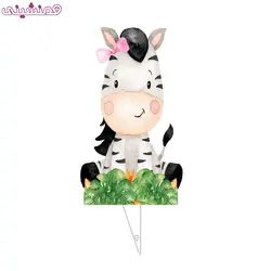 تاپر 15 سانتی شخصیت گورخر دختر طرح آبرنگی کد 02 تم حیوانات جنگل سافاری