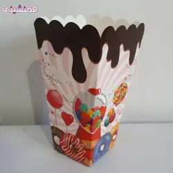 بسته 10 عددی ظرف پاپکرن جشن و تولد تم آبنباتی و دونات