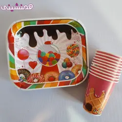 ست 10 نفره پیشدستی و لیوان جشن و تولد تم دونات و آبنباتی
