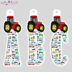 حروف زیبای مدل تم جشن و تولد حمل و نقل طرح تراکتور