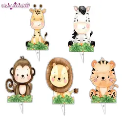 تاپر 6 سانتی تولد مدل حیوانات جنگل طرح آبرنگی مجموعه 5 عددی