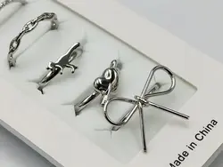 پک انگشتر مینیمال نقره ای شیک &bull; گالری بدلیجات ترنج