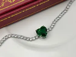 پابند تنیسی طرح کریستال قلب سبز • گالری بدلیجات ترنج