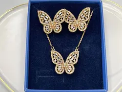 نیم ست طرح پروانه فول نگین &bull; گالری بدلیجات ترنج