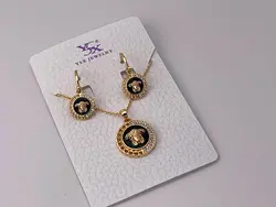 نیم ست گردنبند و گوشواره ورساچ مشکی &bull; گالری بدلیجات ترنج