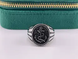 انگشتر مردانه بیضی طرح لنگر نقره ای • گالری بدلیجات ترنج