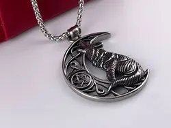 خرید گردنبند گرگ روی ماه سیاه قلم &bull; گالری بدلیجات ترنج