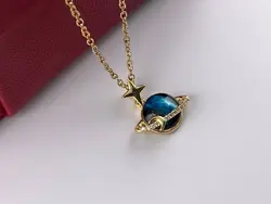 خرید گردنبند سیاره زحل طرح ظریف ماه و ستاره • گالری بدلیجات ترنج
