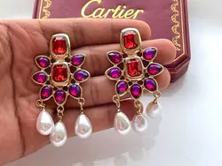 گوشواره خورشید با کریستال قرمز &bull; گالری بدلیجات ترنج