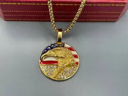گردنبند عقاب نگین کاری با پرچم amrerica • گالری بدلیجات ترنج