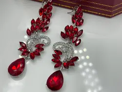 گوشواره مجلسی با نگین های قرمز &bull; گالری بدلیجات ترنج