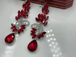 گوشواره مجلسی با نگین های قرمز &bull; گالری بدلیجات ترنج