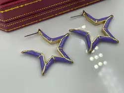 گوشواره طرح ستاره پاستیلی بنفش &bull; گالری بدلیجات ترنج