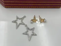 گوشواره ژوپینگ طرح ستاره و مروارید فول نگین &bull; گالری بدلیجات ترنج