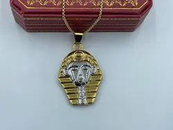 گردنبند طرح فرعون نقره ای طلایی &bull; گالری بدلیجات ترنج