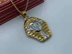 گردنبند طرح فرعون نقره ای طلایی &bull; گالری بدلیجات ترنج