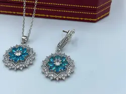 نیم ست مجلسی با نگین سفید و آبی &bull; گالری بدلیجات ترنج