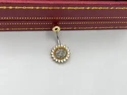 پیرسینگ ناف طرح گل آفتابگردان &bull; گالری بدلیجات ترنج