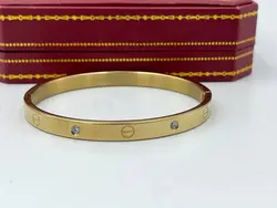 دستبند کارتیر نگین دار طرح لاو &bull; گالری بدلیجات ترنج