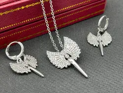 نیم ست آنجل گوشواره و گردنبند نقره ای &bull; گالری بدلیجات ترنج