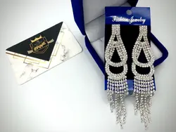 گوشواره مجلسی نگین دار بلند &bull; گالری بدلیجات ترنج