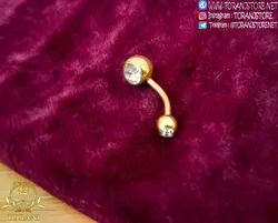پیرسینگ ناف طلایی دو سر نگین دار ضد آلرژی • گالری بدلیجات ترنج